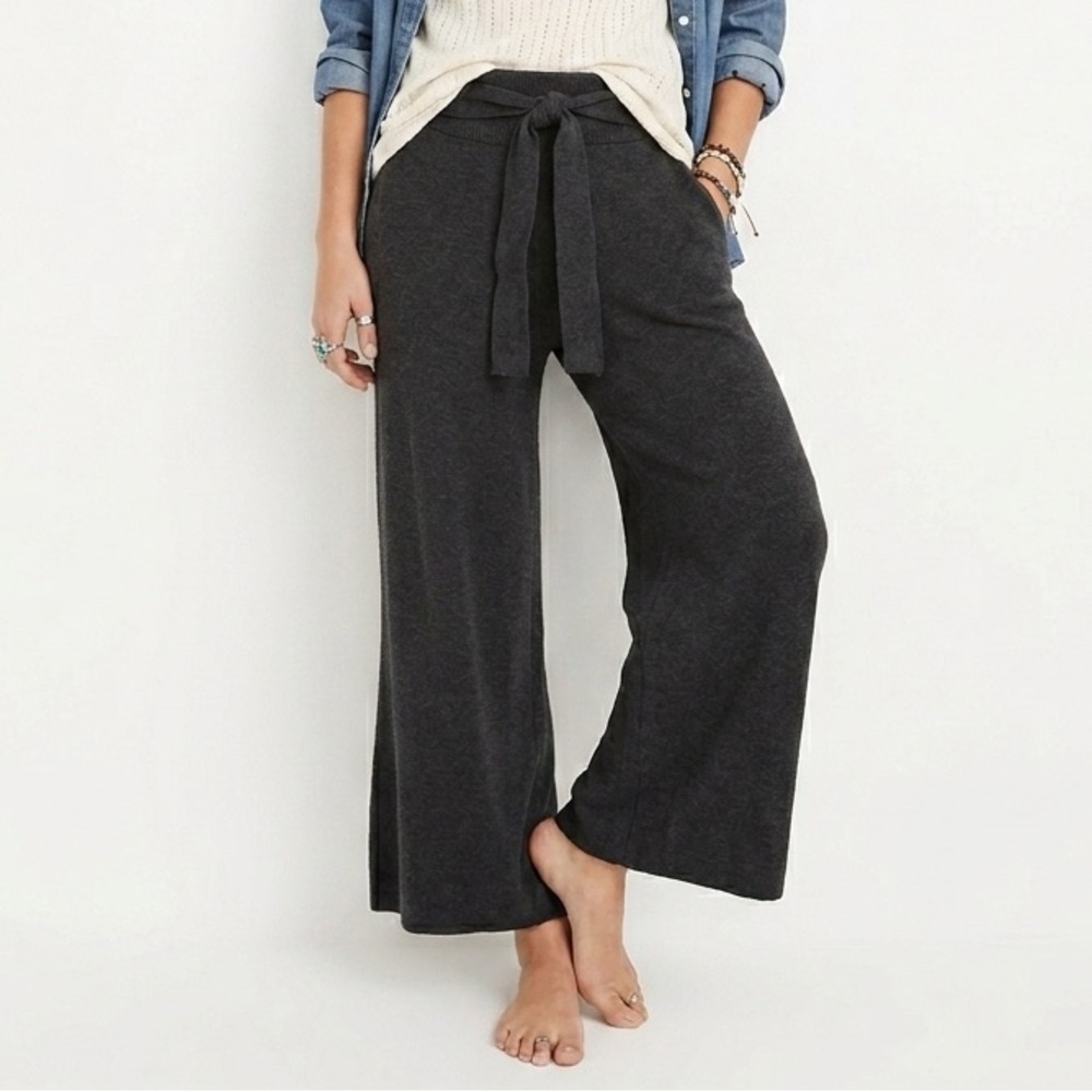 Cashmere Blend Wide Leg Knit CATHERINE MALANDRINO Lounge Sweater Pant Grey